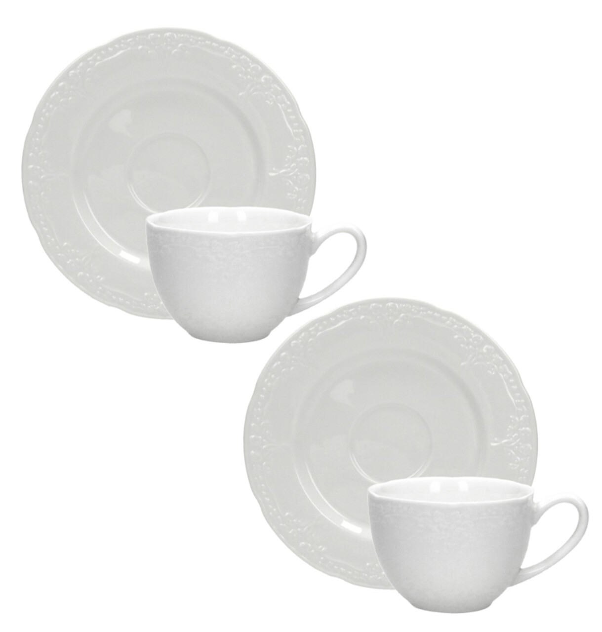 Set 2 cesti cu farfurie pentru cafea, Ricordi, Brandani, D12.5x5.5 cm, portelan New Bone China - imagine 4